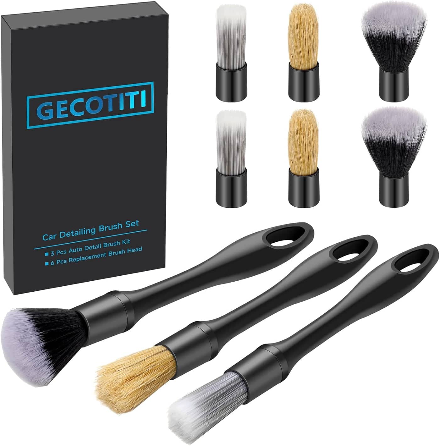 Kit de brosses detailing auto pour recoins et aerateurs